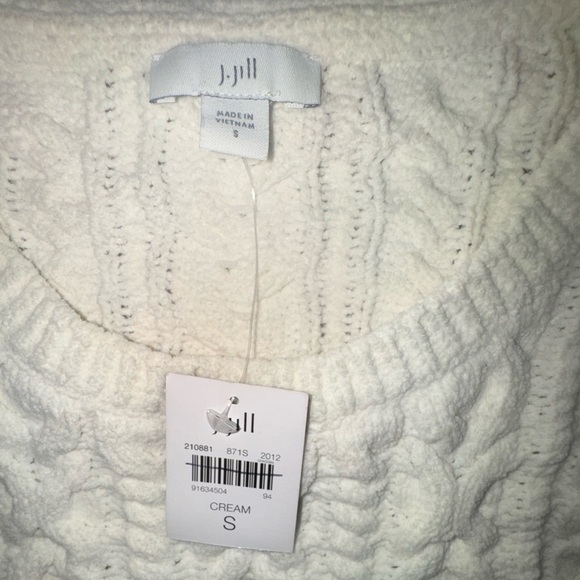 NWT J.Jill Chenille Cable Knit Sweater Pullover Cozy Fall Sweater in Bone S - Picture 10 of 13